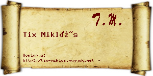 Tix Miklós névjegykártya